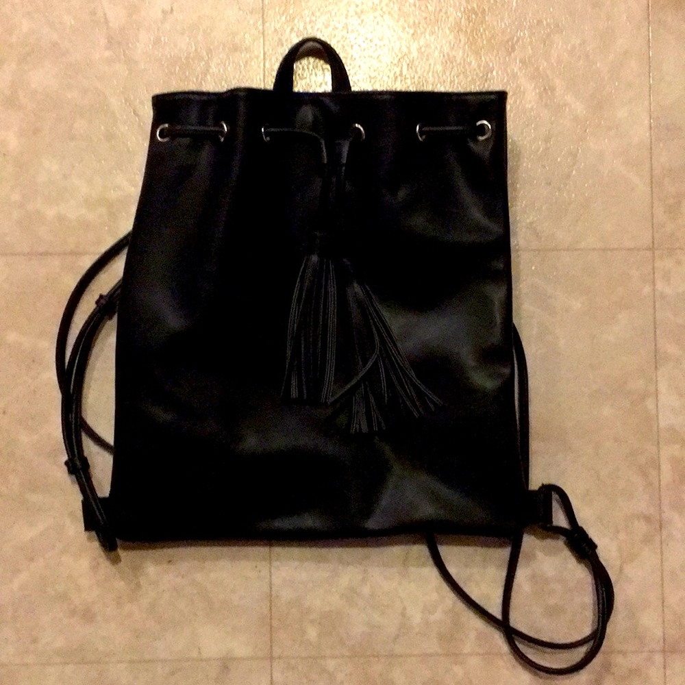 Black Back Pack Purse With Draw String Close ! - image 1